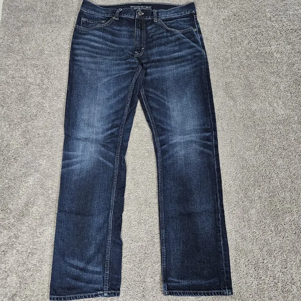 Banana Republic Jeans Men's 35X32 Blue Vintage Straight Honeycomb Minimalist